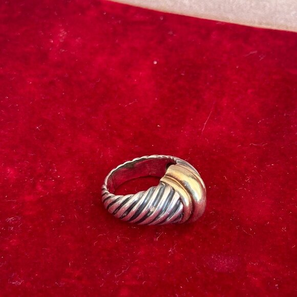 David Yurman 18K Gold & Sterling Silver Dome Ring Cable Size 7 – Rare Find - Picture 4 of 8